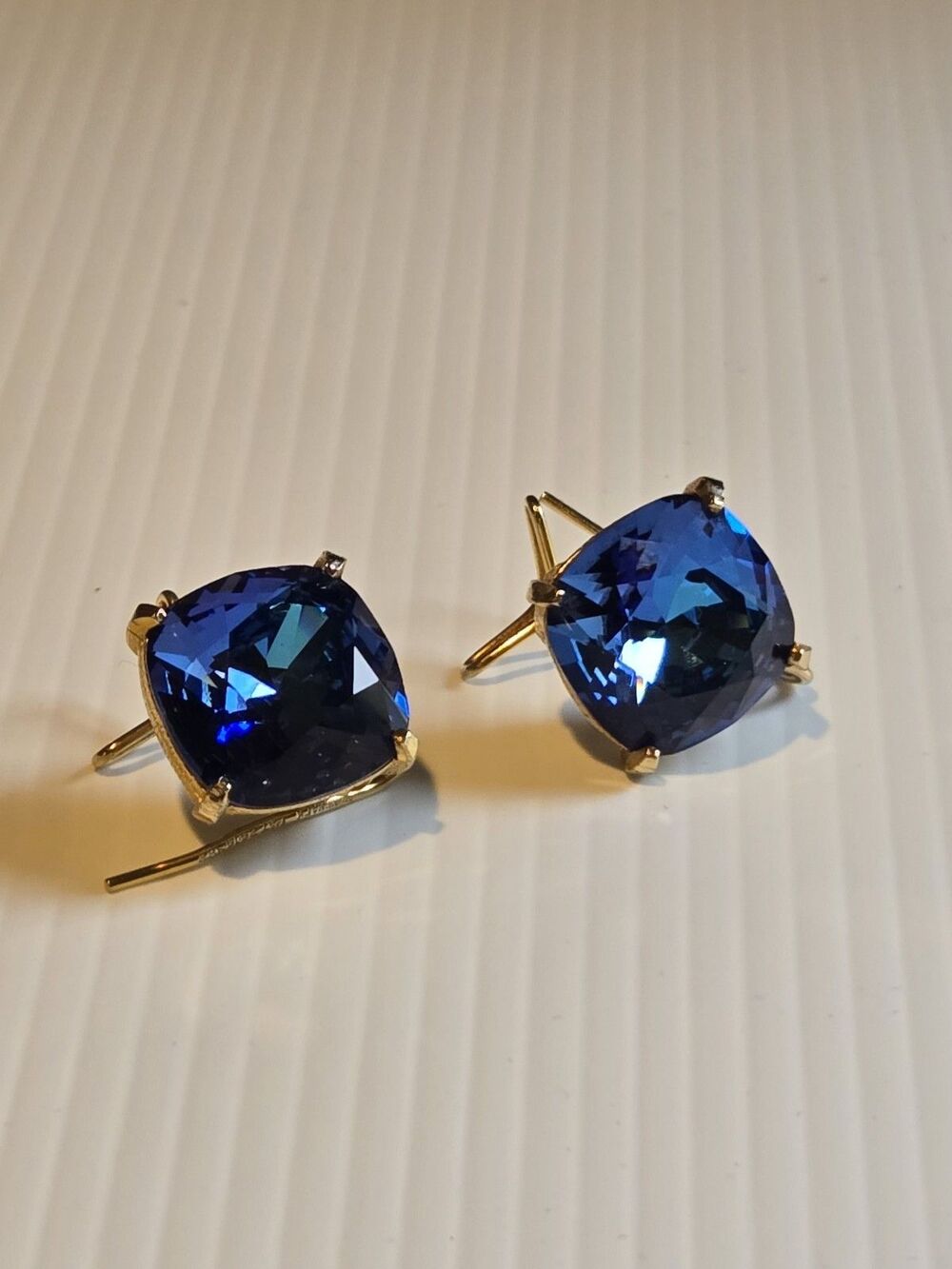 Judith McCann Blue Gem Wingback Earrings, Vintage 1940's, Rare Style